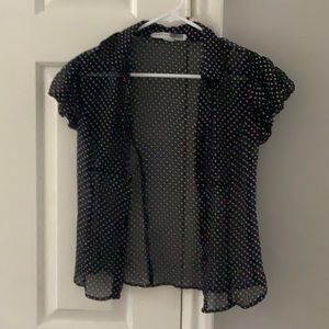 Brand: Necessary Objects - Short sleeved sheer button up, Size small
